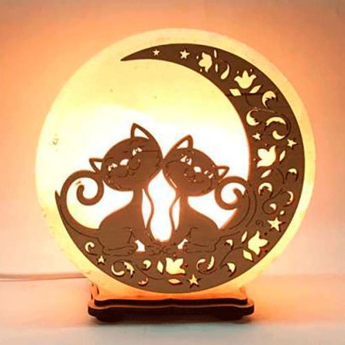 Лампа-Сіль Круг Бол. 77 Коти на місяці (18 * 18 * 7см) 3,6 кг