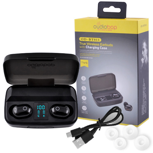 Bluetooth-навушники OudioBop OD-BT011 з кейсом, індикація заряду, black